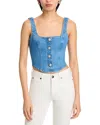 L Agence Saga Button-front Denim Top In Tipton