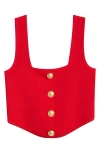 L Agence Saga Top In Scarlet Red/gold