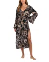 L Agence Sara Jungle Sheer Chiffon Long-sleeve Maxi Dress In Black
