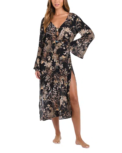 L AGENCE L'AGENCE SARA JUNGLE SHEER CHIFFON SWIM COVER-UP DRESS