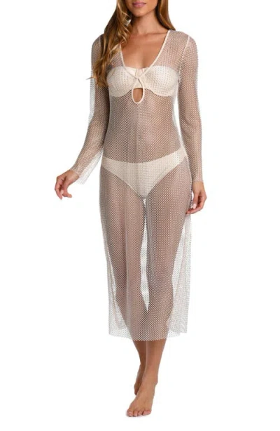 L AGENCE L'AGENCE SARA SHINE LONG SLEEVE SHEER MESH COVER-UP DRESS