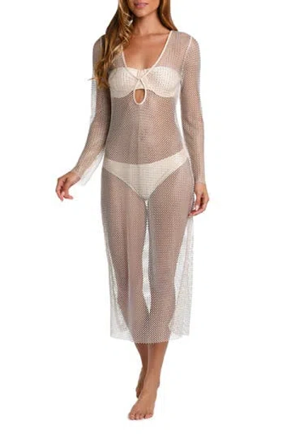 L AGENCE L'AGENCE SARA SHINE LONG SLEEVE SHEER MESH COVER-UP DRESS