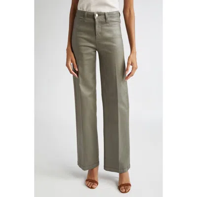L Agence L'agence Scottie High Waist Coated Wide Leg Jeans In Green