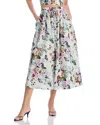 L Agence Seina Front Placket Midi Skirt In Vintage White Buttefly