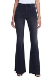 L Agence L'agence Sera High Waist Raw Hem Flare Leg Jeans In Dark Graphite