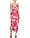 L Agence L'agence Seri Die Mid Length Silk Slip Dress In Pink
