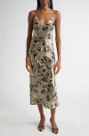 L Agence Seridie Silk Slip Dress In Gold Multi Textured Paisley