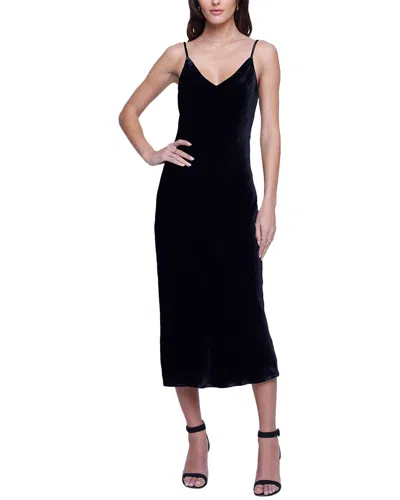 L'agence Seridie Mid-length Silk Slip Dress In Black