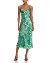 L Agence Cherry Blossom Seridie Mid-length Slip Dress In Teal Multi Cherry Blossom