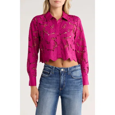L Agence L'agence Seychelle Crop Button-up Shirt In Pink