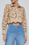 L Agence L'agence Seychelle Cutwork Crop Shirt