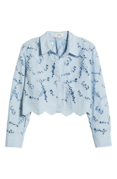 L'AGENCE L'AGENCE SEYCHELLE CUTWORK CROP SHIRT