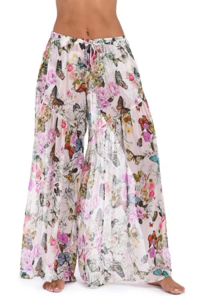 L AGENCE L'AGENCE SHARON BUTTERFLY PRINT WIDE LEG COVER-UP PANTS