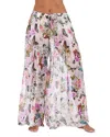 L Agence L'agence Sharon Butterfly Print Wide Leg Cover-up Pants In Ivory