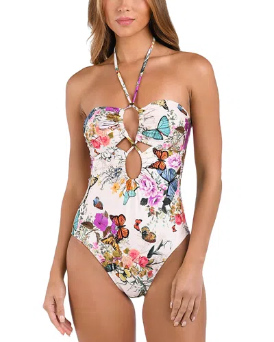 L Agence L'agence Shivea Butterfly Keyhole One-piece Swimsuit In Ivory
