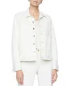 L Agence Janelle Slim Cropped Jean Jacket With Raw Hem In Biscuit