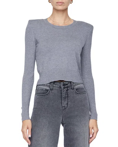 L'AGENCE L'AGENCE SKY BUTTON DETAIL CROP CREW TOP