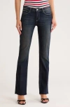 L Agence L'agence Sneeki Low Rise Raw Hem Straight Leg Jeans In Black