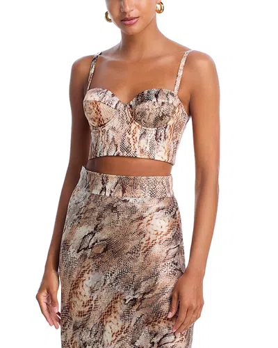 L'agence Sonya Snake-print Bralette Top In Brown
