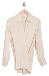 L Agence L'agence Sora Long Sleeve Silk Wrap Top In Champagne