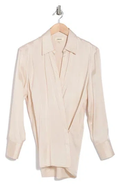 L Agence L'agence Sora Long Sleeve Silk Wrap Top In Champagne