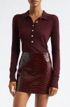 L Agence Sterling Collared Sweater Dark Syrah/gold In Dark Syrah/gold