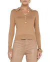 L Agence L'agence Sterling Collared Silk-blend Sweater In Brown
