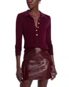 L Agence Sterling Collared Sweater Dark Syrah/gold In Dark Syrah