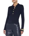 L'agence Sterling Jewel Button Collar Silk-blend Sweater In Blue