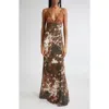 L'agence Susanna Lace Bust Silk Slipdress In Brown