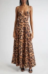 L'agence Sutton Beaded Strap Maxi Dress In Brown
