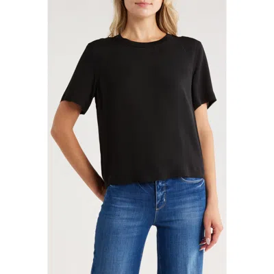 L Agence L'agence Suzette Flutter Sleeve Silk Blend T-shirt In Black