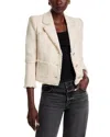 L Agence L'agence Sylvia Fringe Trim Tweed Jacket In Gold