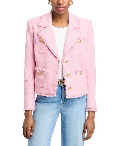 L'agence Sylvia Metallic Tweed Jacket In Pale Pink/gold