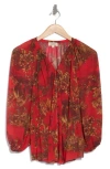 L Agence Teagan Blouse In High Risk Red Jungle Toile