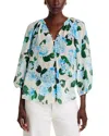 L'agence Teagan Blouse In Ivory Light Blue Hydrangea In Blue