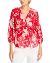 L Agence L'agence Teagan Dolman Sleeve Blouse In Red/ivory Ikebana