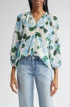 L'agence Teagan Blouse In Ivory Light Blue Hydrangea In Blue