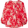 L Agence L'agence Teagan Dolman Sleeve Blouse In Red/ivory Ikebana