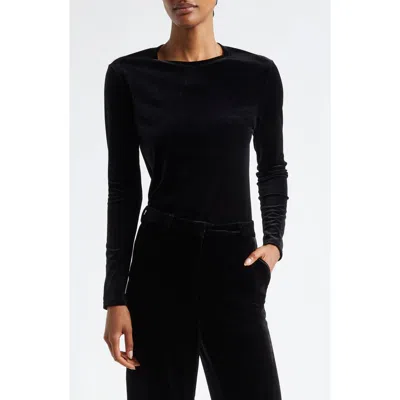 L'agence Tess Long Sleeve Crewneck T-shirt In Black