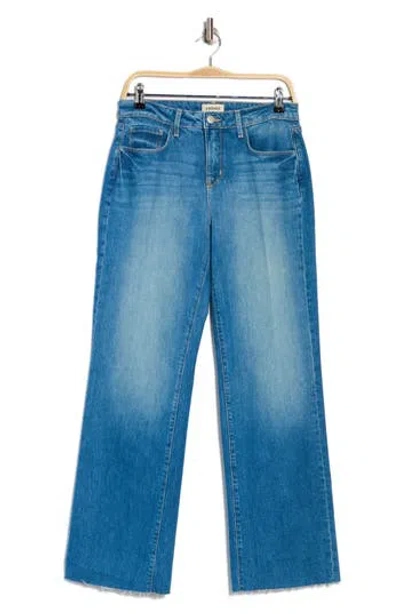 L Agence L'agence Tiana High Waist Raw Hem Wide Leg Jeans In Brown
