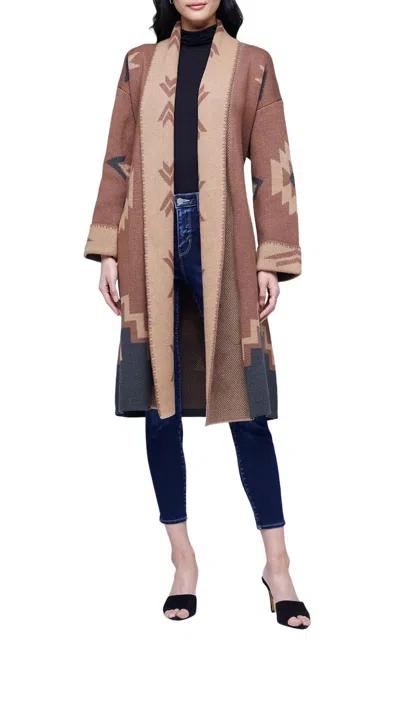 Pre-owned L Agence L'agence Tommie Coat For Women In Brown Multi