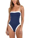 L Agence Tory Colorblock Chic Bandeau One-piece Swimsuit In Marine
