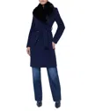 L Agence L'agence Tristan Belted Wool-blend Coat In Blue