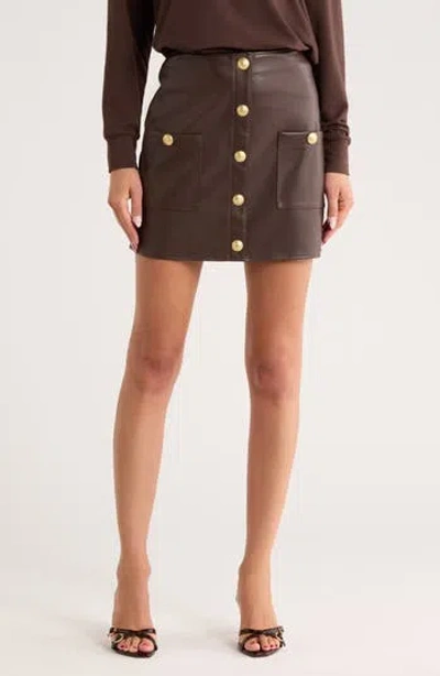 L Agence L'agence Truman Snap Front Faux Leather Miniskirt In Brown