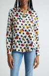L Agence Tyler Silk Blouse In White Multi Crystal Dot