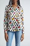 L Agence Tyler Silk Blouse In White Multi Crystal Dot