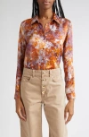 L Agence Tyler Silk Button-front Blouse In Orange
