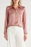 L Agence Tyler Silk Blouse In Mauve Rose Metallic Chain In Pink