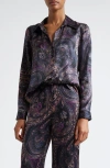 L Agence Colin Satin Blazer In Plum Multi Boute Paisley